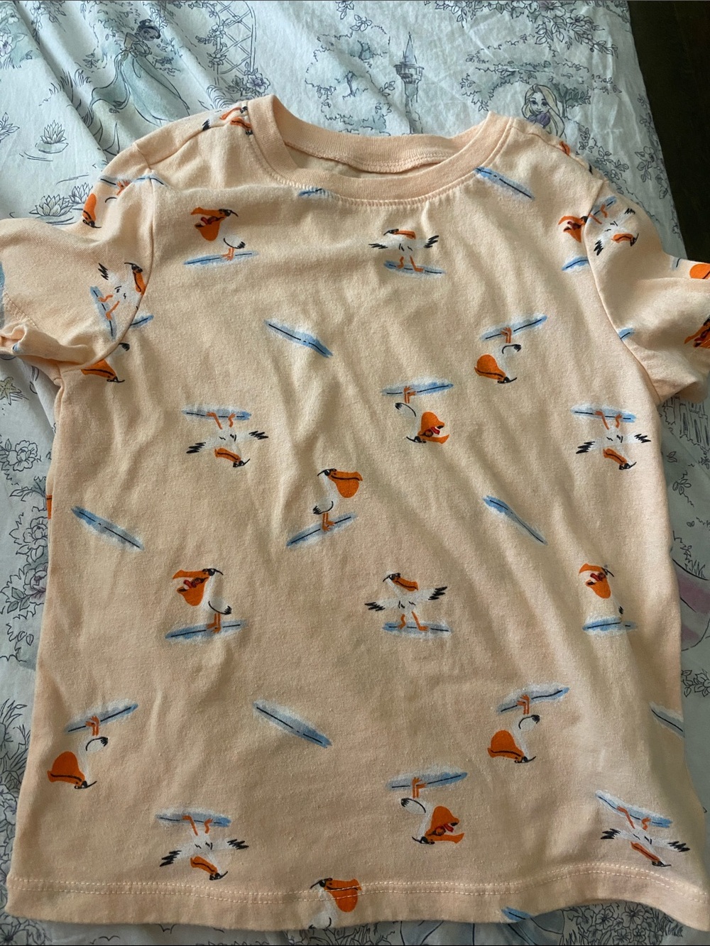 Old navy Kids Peach Surfboard pelican Print T-Shirt 5T
